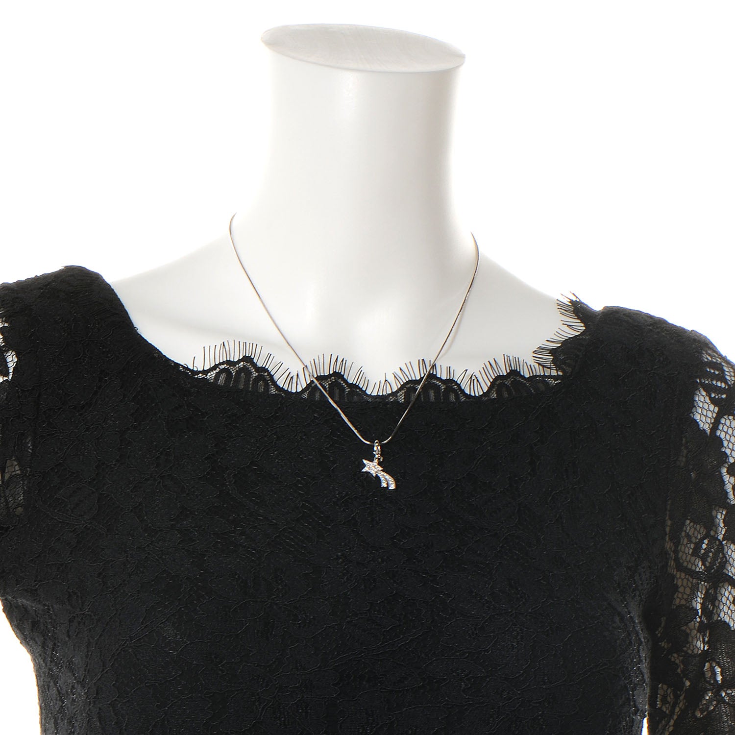 Chanel 18k White Gold Diamond Comete Pendant Necklace 2 of 5