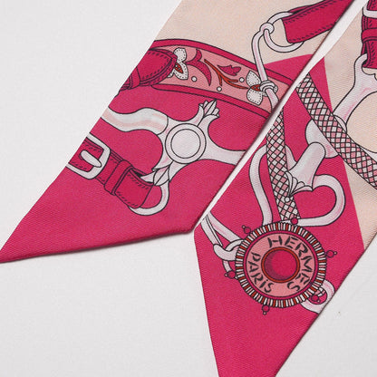 Hermes Silk Festival Des Amazones Twilly Fuchsia Nacre Rose 3 of 5