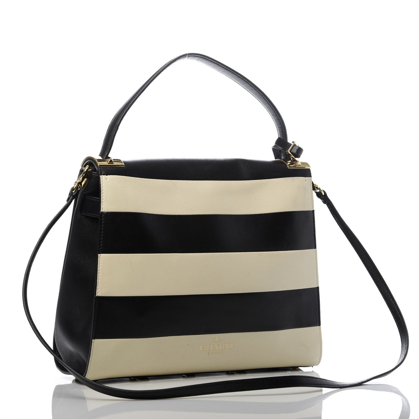 Nappa Striped Medium My Rockstud Frame Bag Black Light Ivory