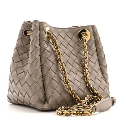 Bottega Veneta Nappa Intrecciato Small Parachute Chain Shoulder Bag Stone 3 of 12
