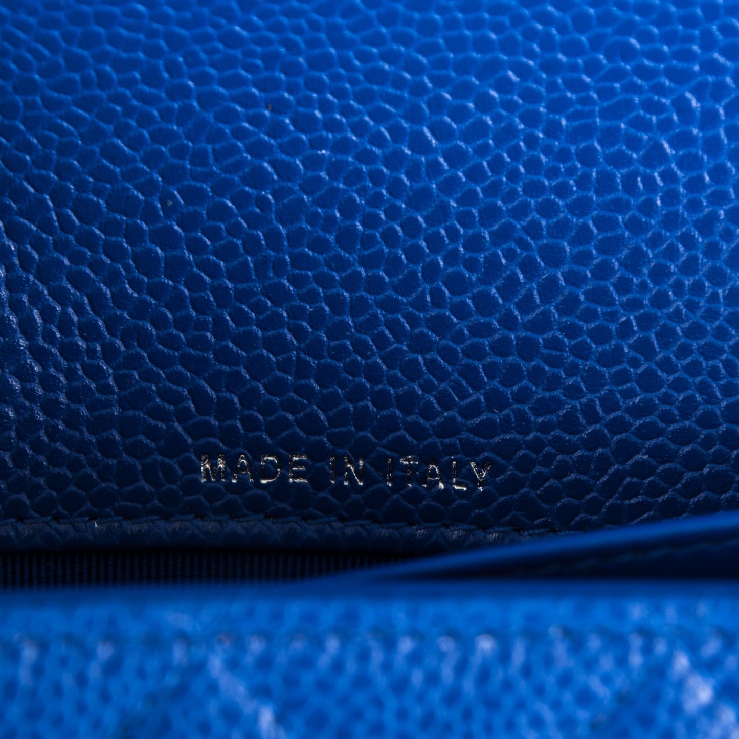 Caviar Quilted Wallet on Removable Chain Blue