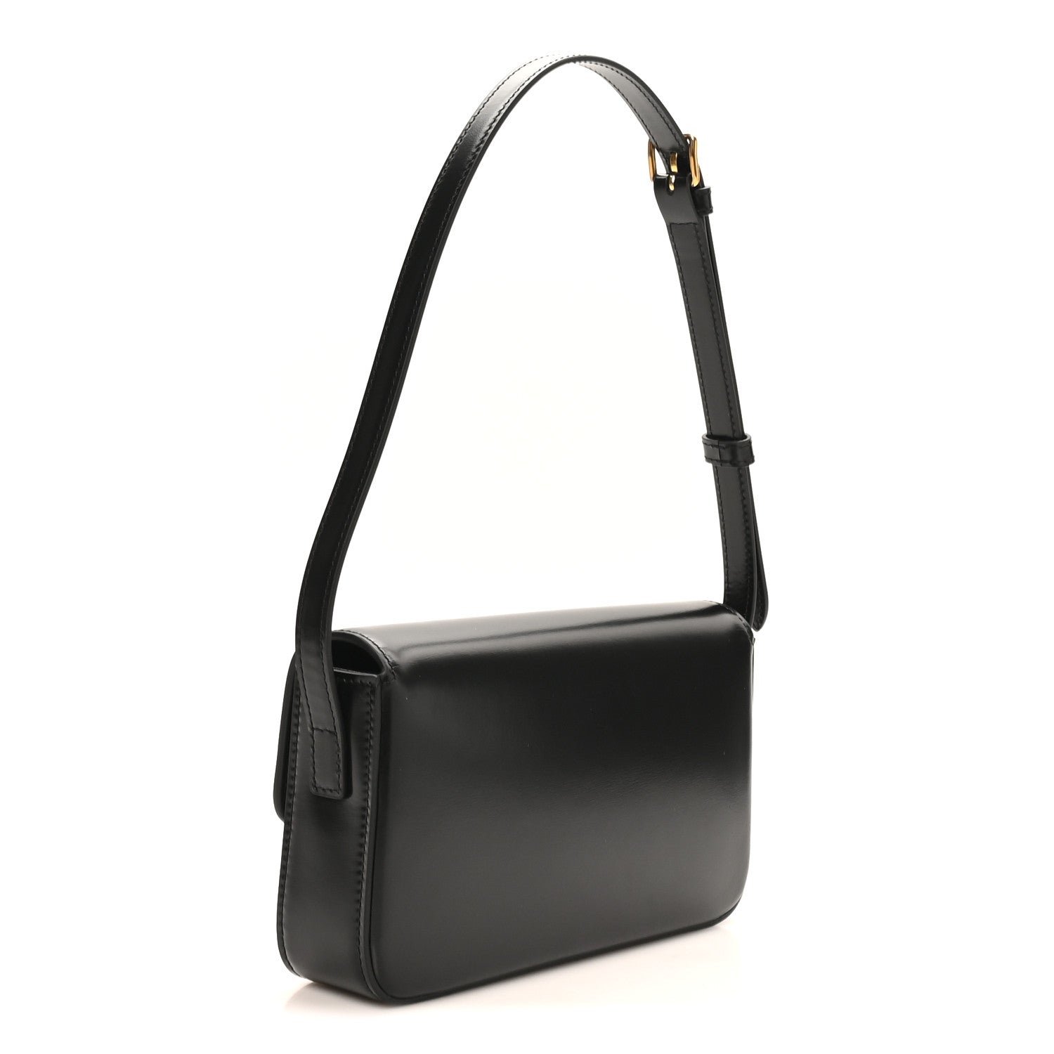 Celine Shiny Calfskin Triomphe Shoulder Bag Black 3 of 9