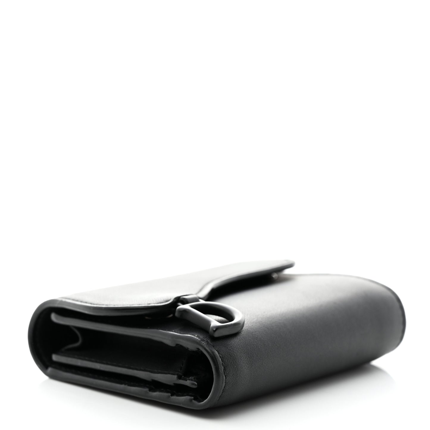Ultra Matte Calfskin Saddle Lotus Wallet Black