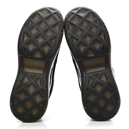 Chanel Fabric Suede CC Sneakers 39 Black Dark Grey 6 of 10