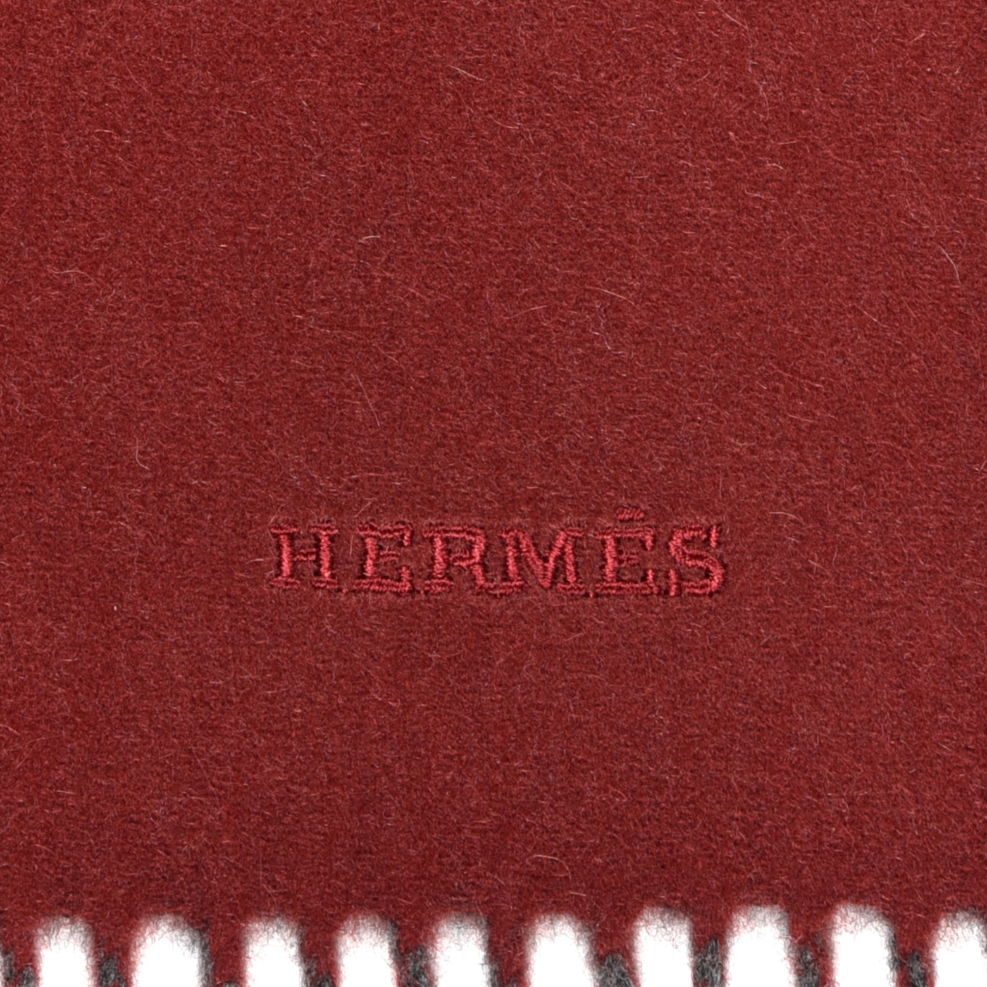 Cashmere Recto Verso Muffler Rouge H Gris Moyen