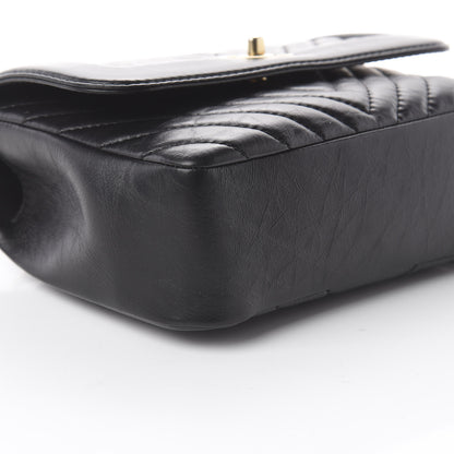 Chanel Calfskin Chevron Quilted Top Handle Flap Black 5 of 9