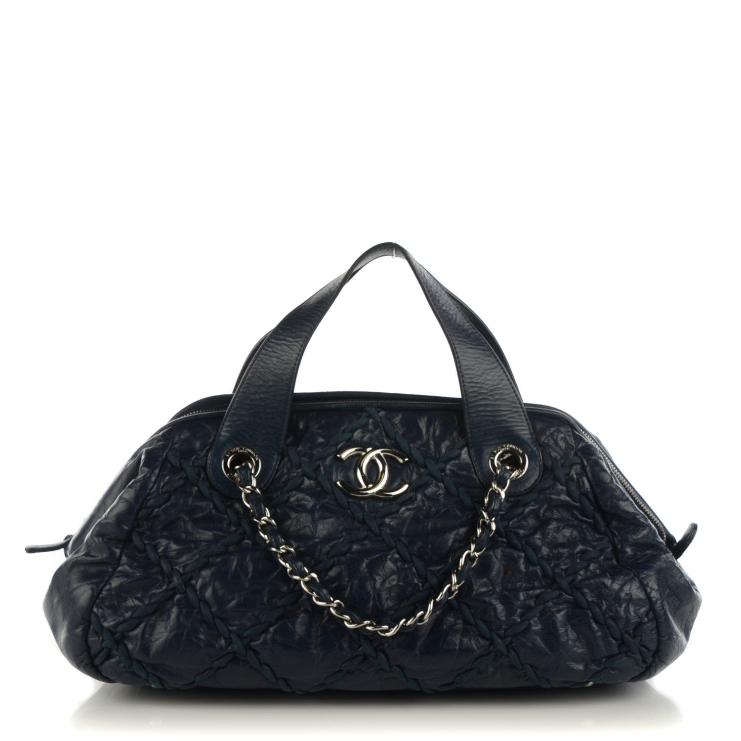 Chanel Calfskin Ultra Stitch Bowler Navy 1 of 9