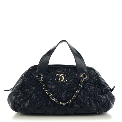 Chanel Calfskin Ultra Stitch Bowler Navy 1 of 9