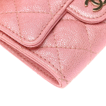 Chanel Iridescent Caviar Quilted Flap Card Holder Rose Pink 10 of 12