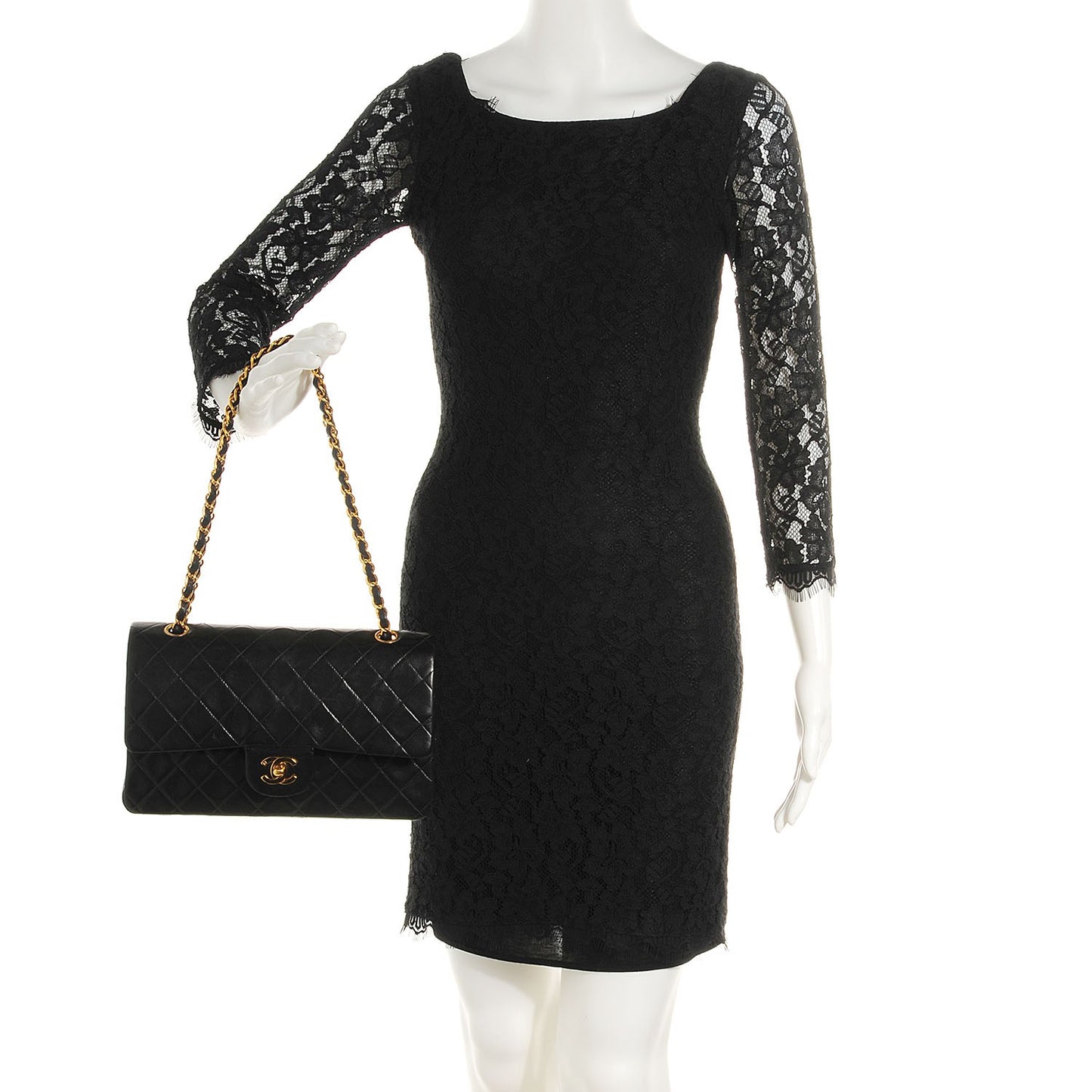 Lambskin Medium Double Flap Black