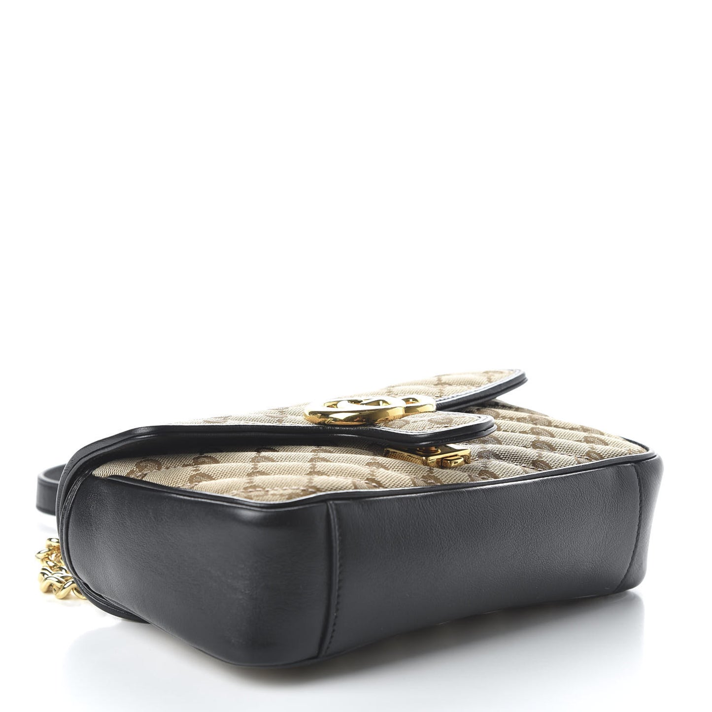 Monogram Matelasse Diagonal Mini GG Marmont Shoulder Bag Beige Black
