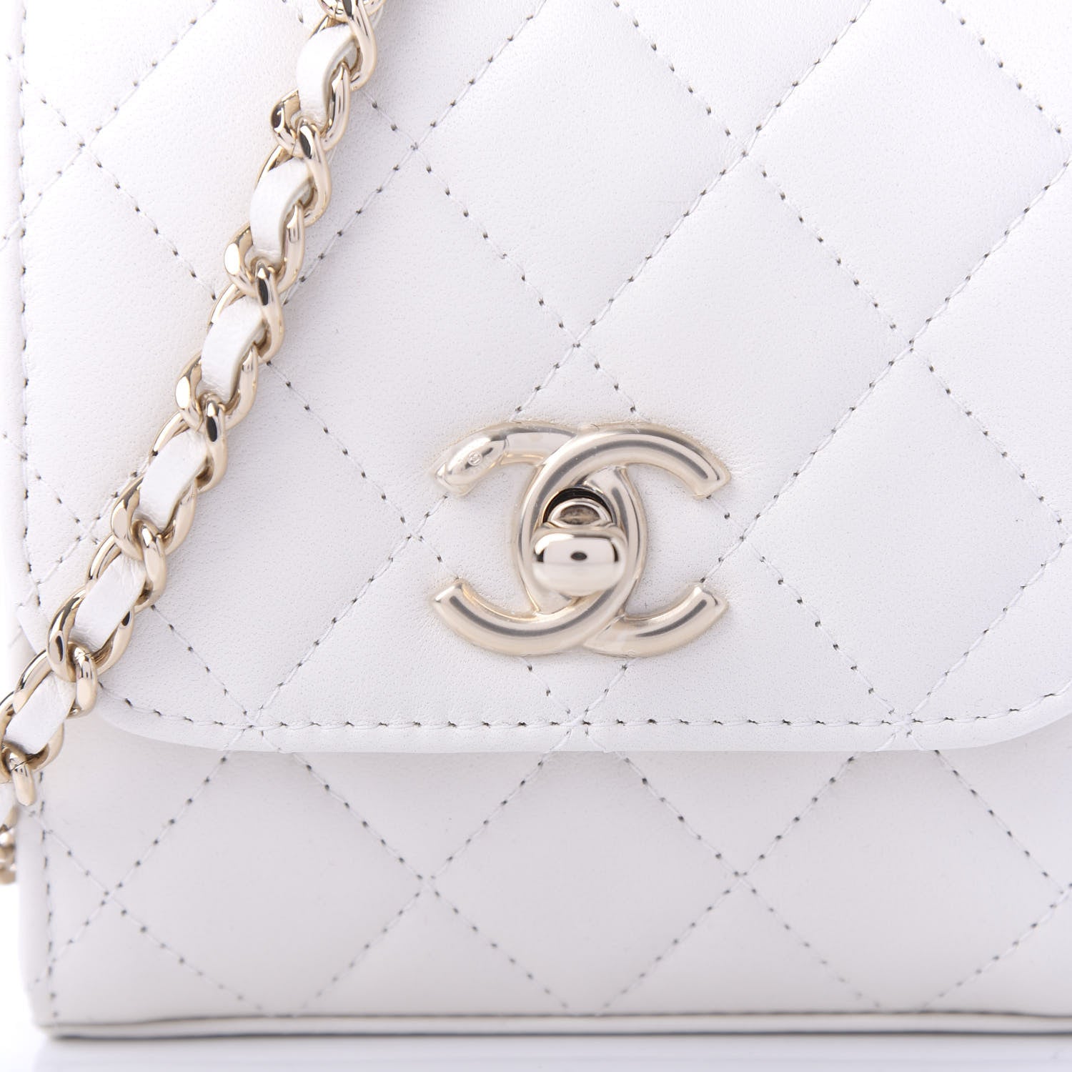 Chanel Lambskin Quilted Mini Trendy CC Chain Wallet White 10 of 10