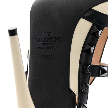 Valentino Garavani Calfskin Rockstud Ankle Strap 100mm Pumps 39.5 Light Ivory Black 7 of 11