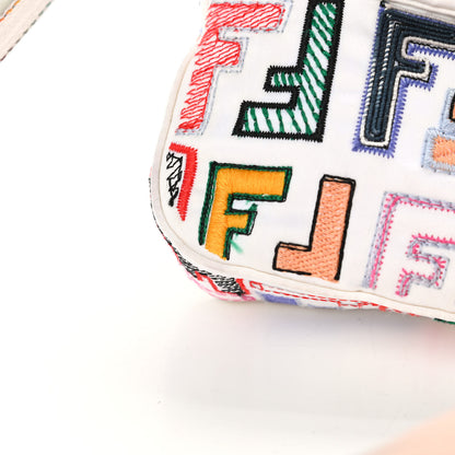 Fendi Nylon FF Multicolor Embroidered Baguette Multicolor White 12 of 16