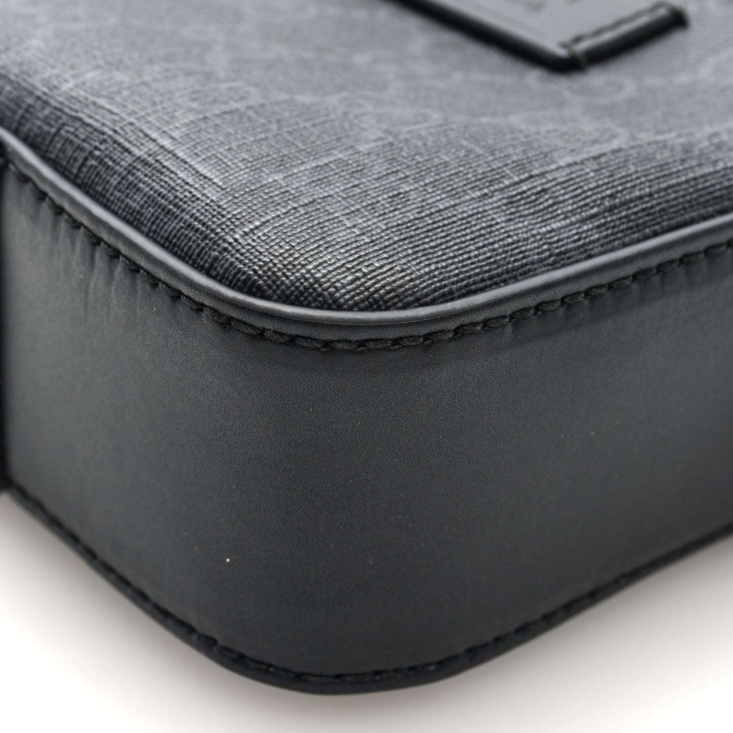 GG Supreme Monogram Appia Calfskin Web Small Camera Messenger Bag Black Grey