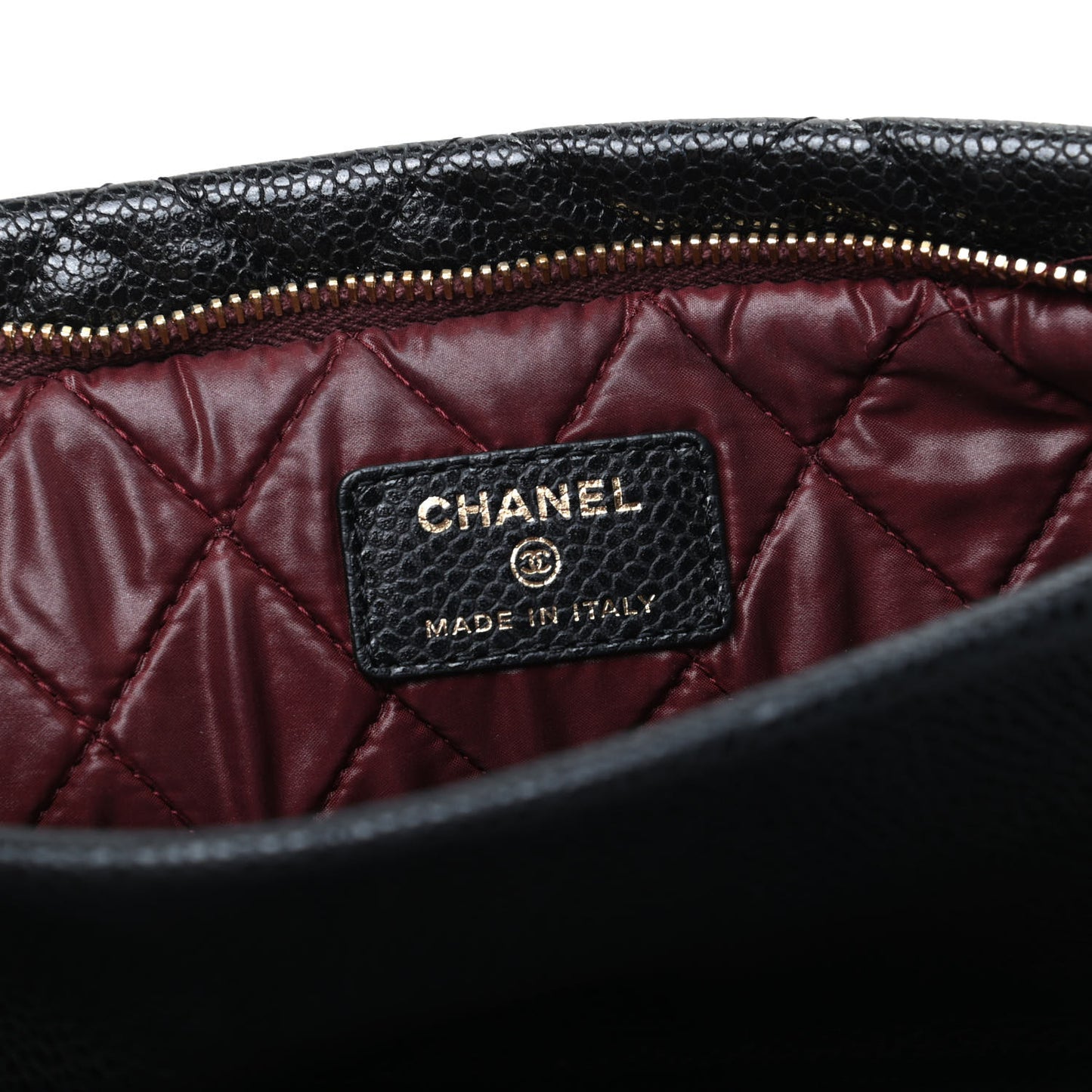Caviar Quilted CC Beauty Clutch Black