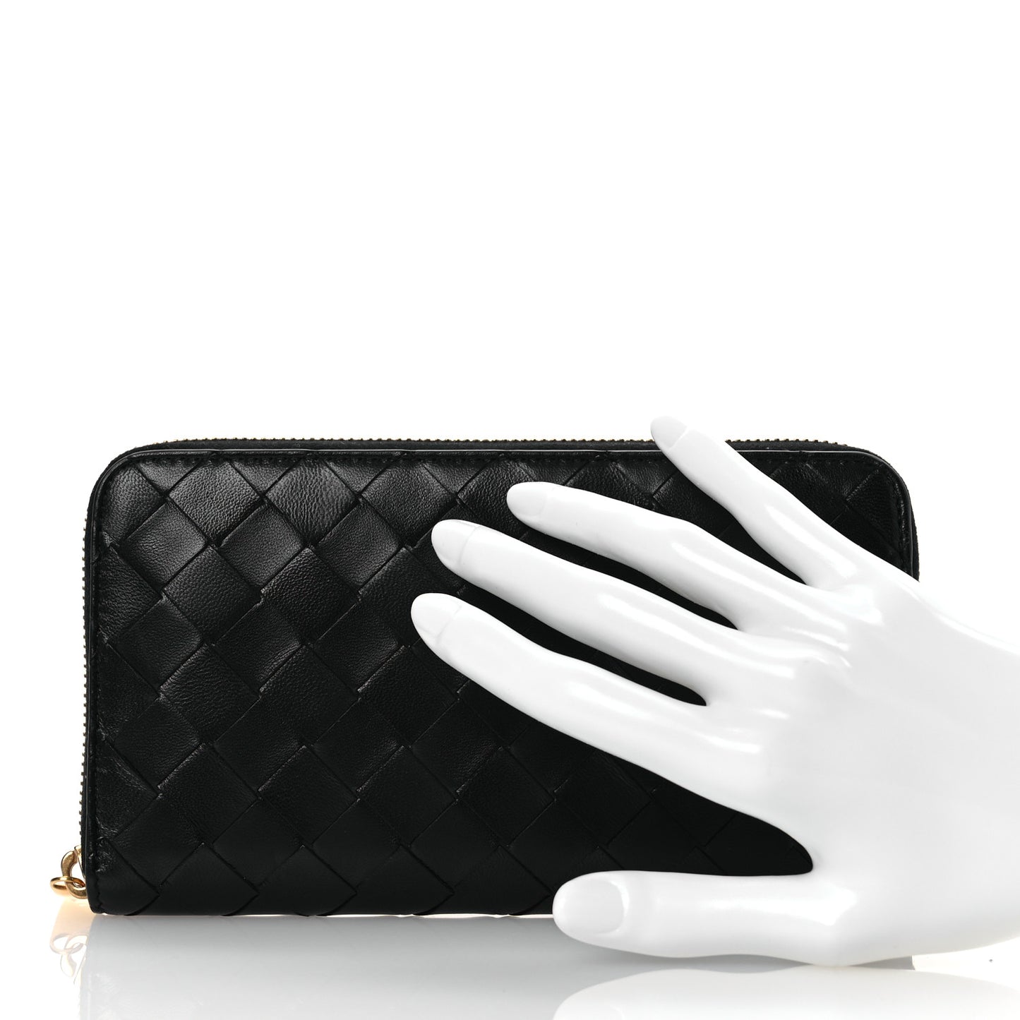 Nappa Intrecciato Zip Around Wallet Black