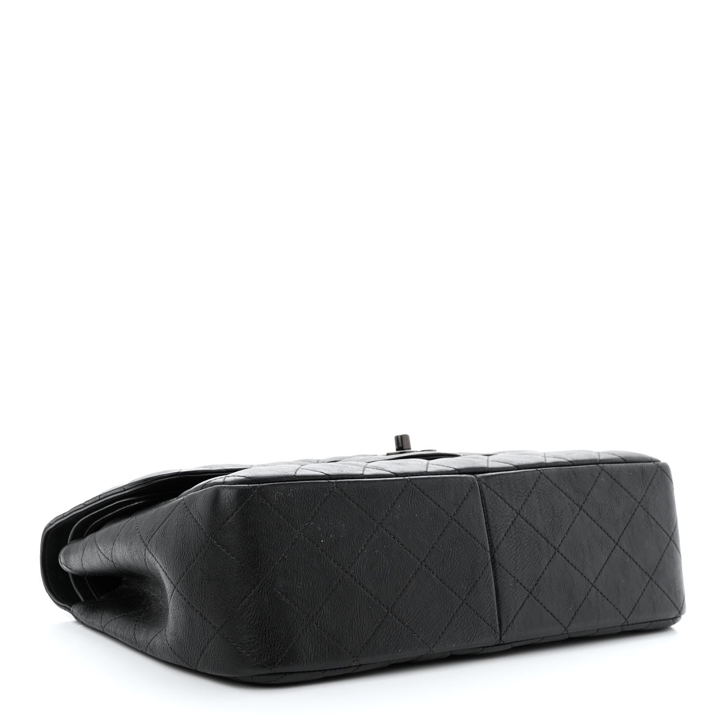 Chanel Crumpled Calfskin Quilted Jumbo Double Flap So Black 4 of 10