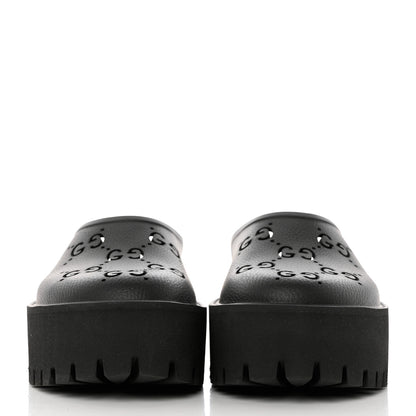 Gucci Rubber GG Monogram Perforated Elea Platform 55mm Lug Sole Sandals 39 Black 2 of 9