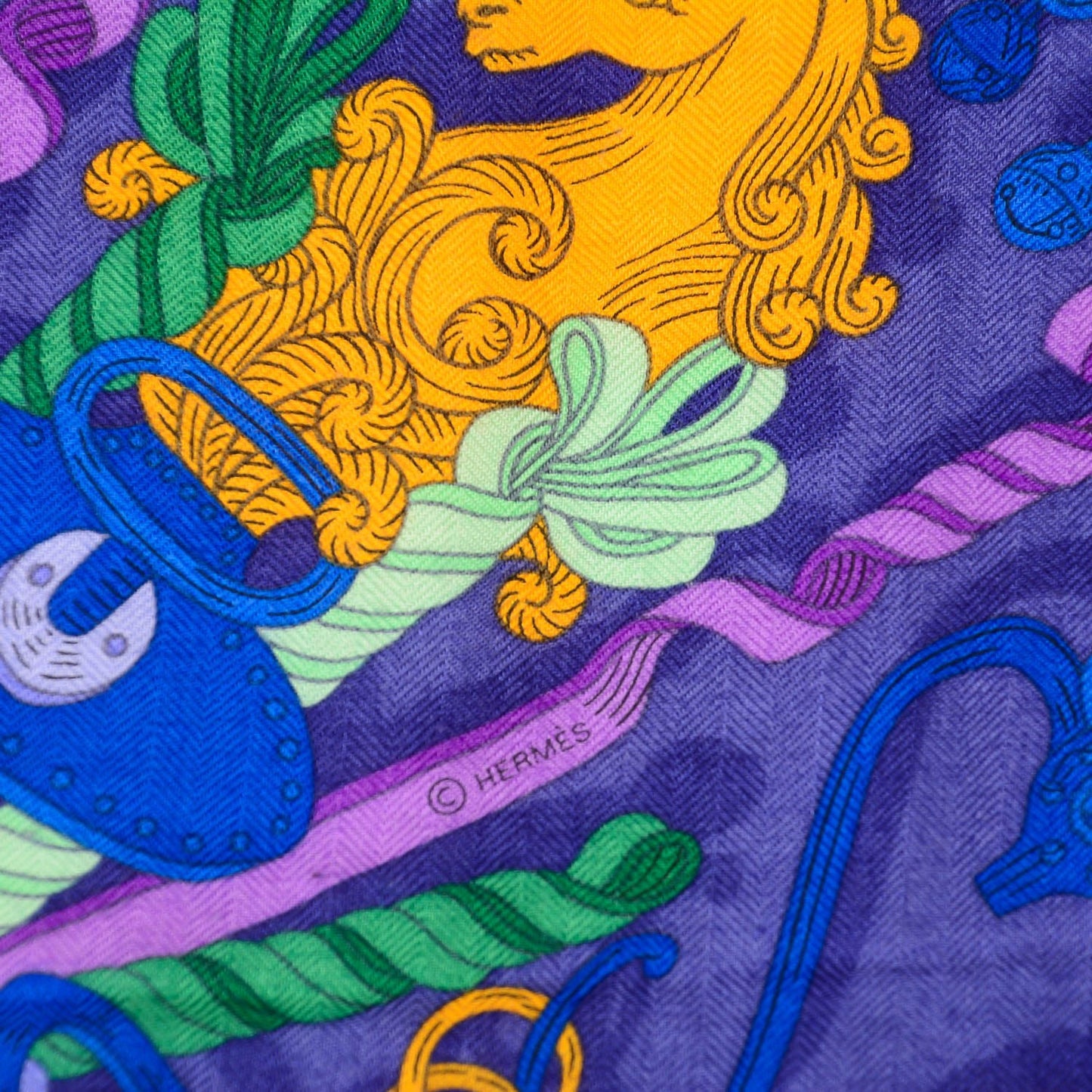 Cashmere Silk Bouquets Shawl 140 Noir Violet Vert