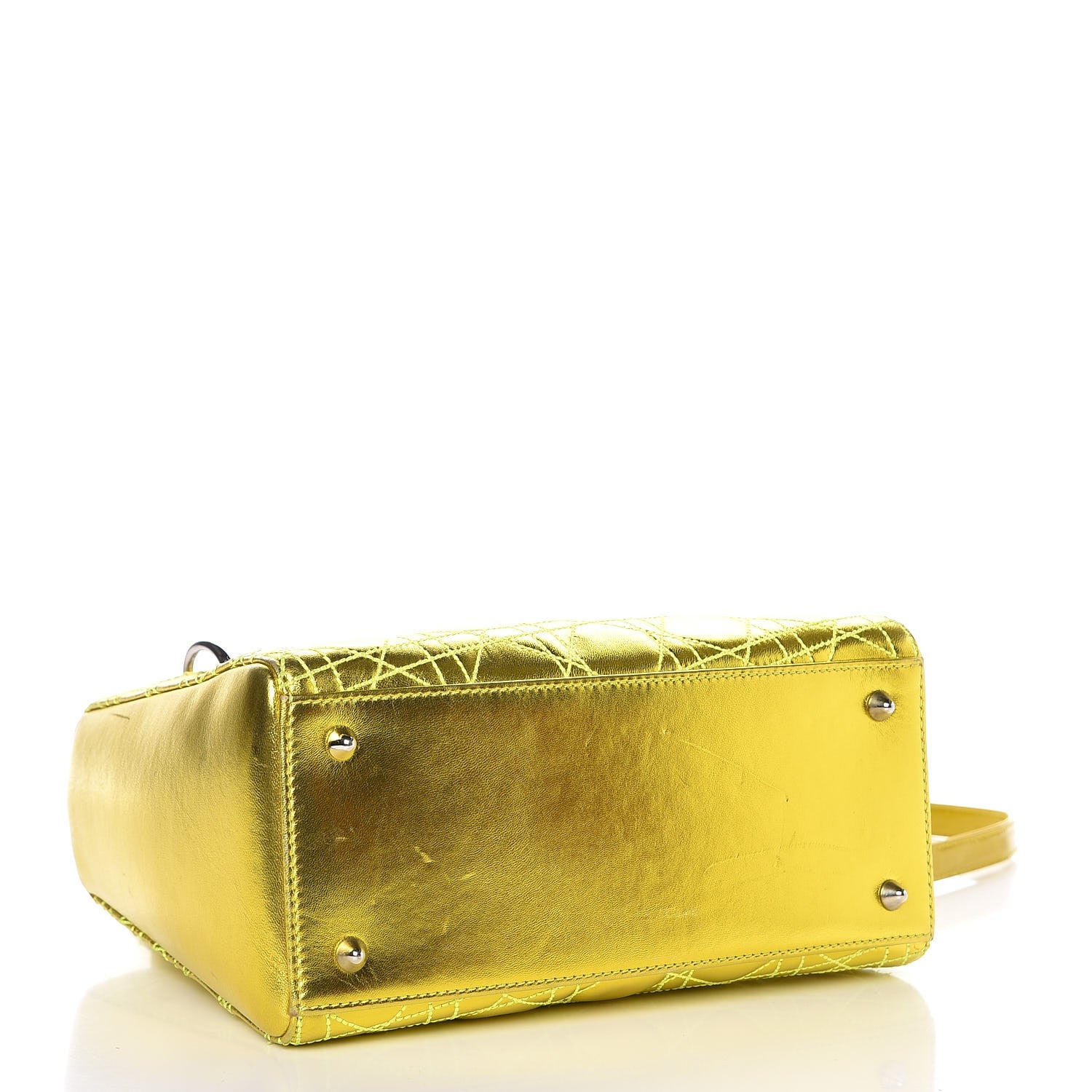 Christian Dior Metallic Lambskin Cannage Medium Anselm Reyle Lady Dior Yellow 5 of 11