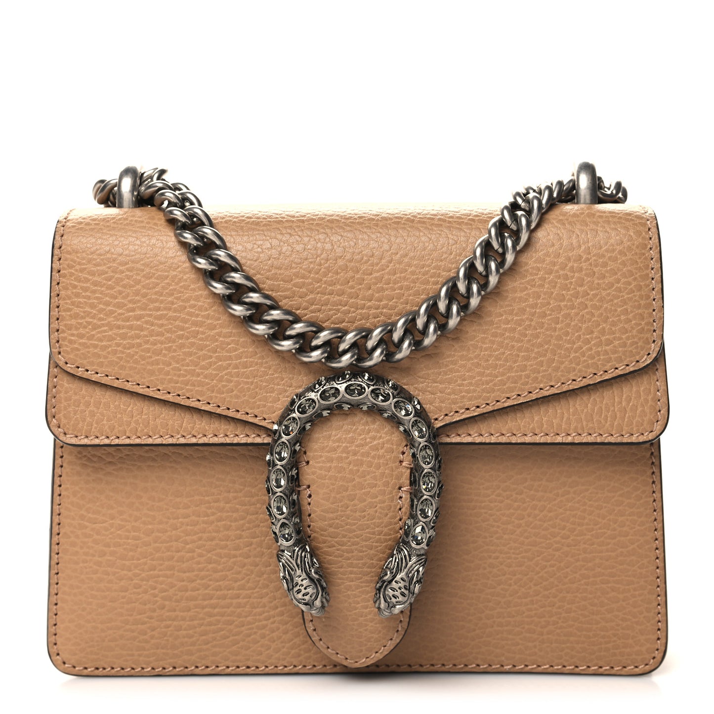 Dollar Calfskin Crystal Mini Dionysus Shoulder Bag Natural Tan Black Diamond