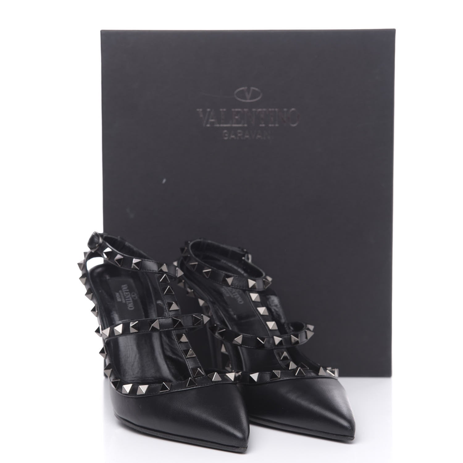 Valentino Garavani Nappa Rockstud Ankle Strap Pumps 38.5 Black 12 of 12