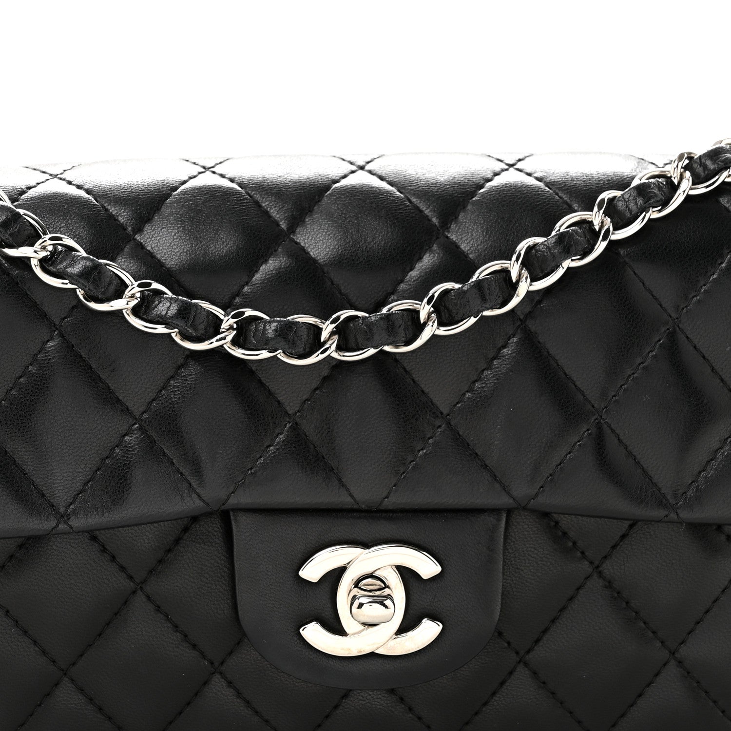 Chanel Lambskin Quilted East West Flap Black 7 of 13
