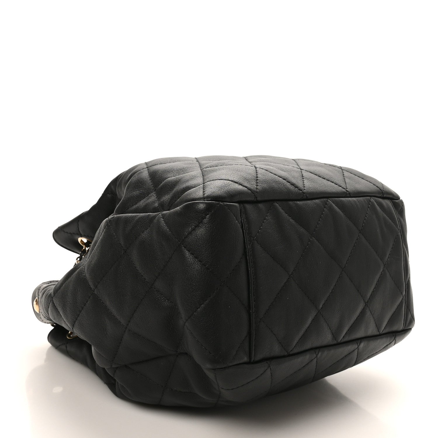 Chanel Lambskin Quilted Chain Drawstring Bag  Black 4 of 10