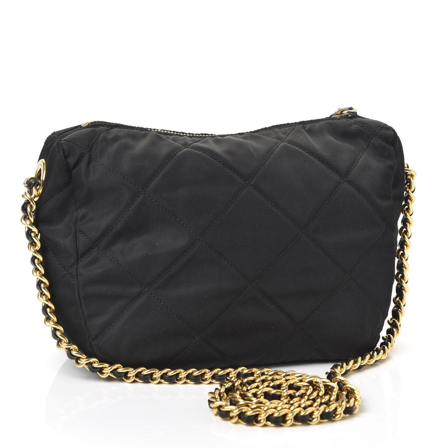 Nylon Tessuto Impuntu Quilted Crossbody Bag Black