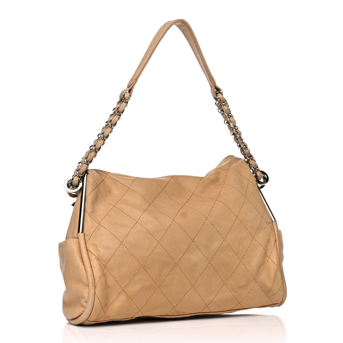 Lambskin Stitched Medium Ultimate Soft Tote Beige