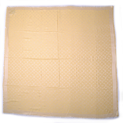 Louis Vuitton Wool Silk Monogram Denim Shawl Pale Yellow 3 of 5