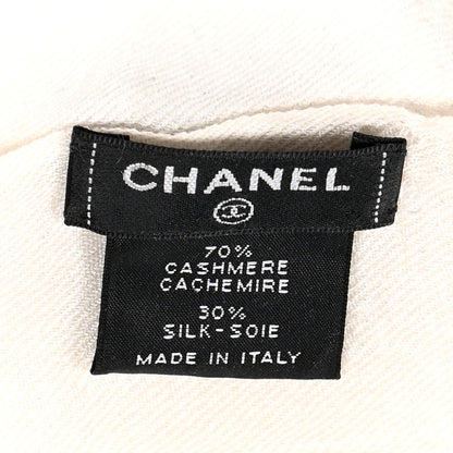 Chanel Cashmere Silk Ombre CC Scarf Ivory Blue 3 of 6