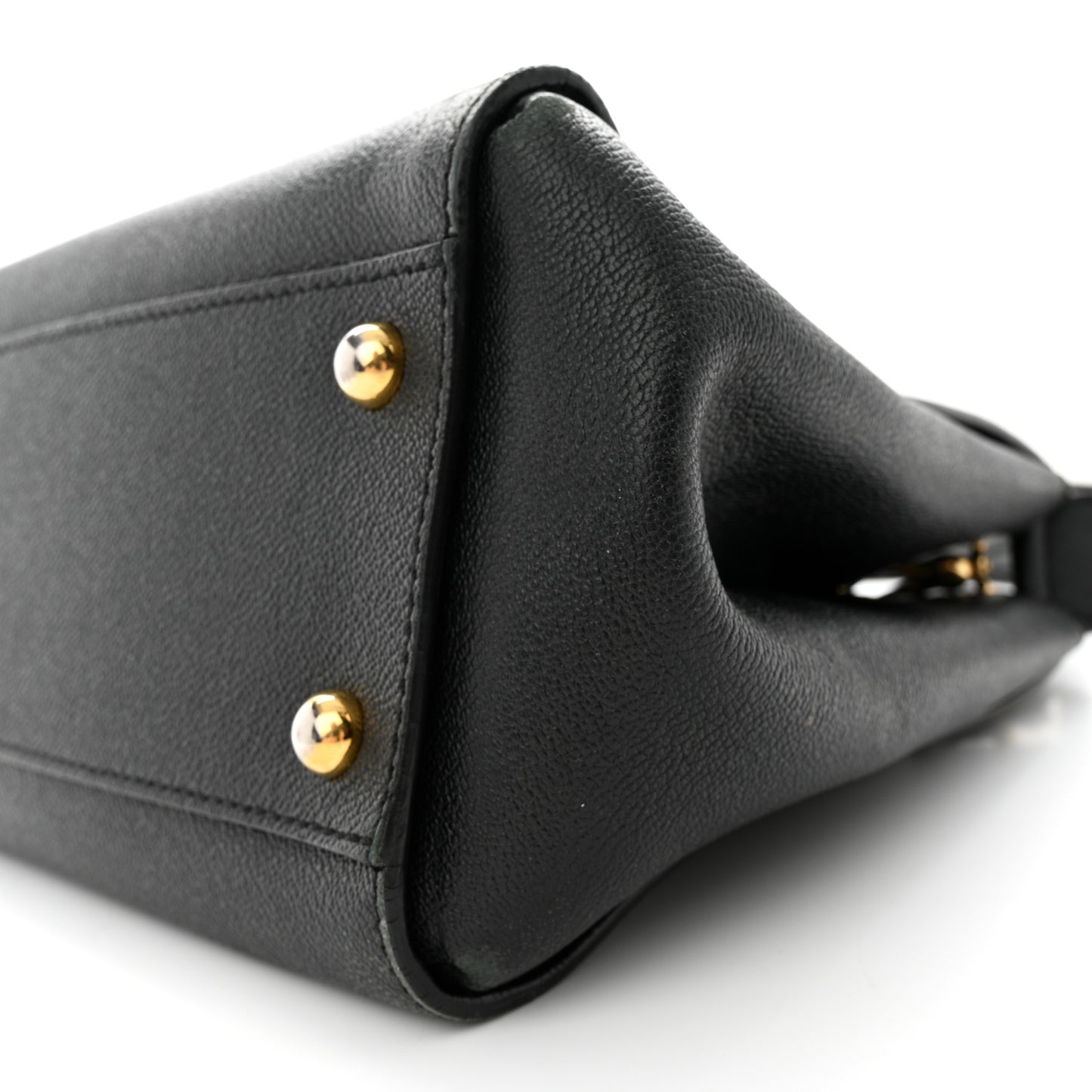 Soft Grain Calfskin Medium Buckle Tote Black