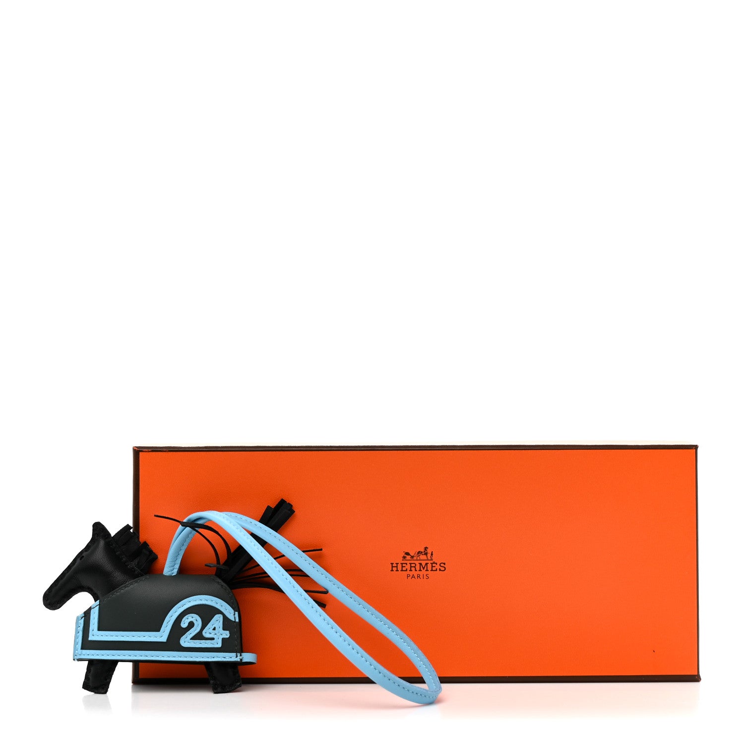 Hermes Milo Lambskin Grigri Rodeo Robeo 24 Bag Charm PM Black Vert Mangrove Celeste 5 of 5