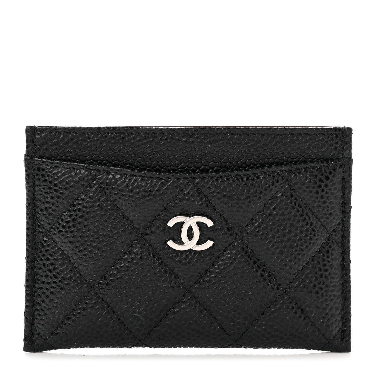 Caviar Quilted Card Holder Black