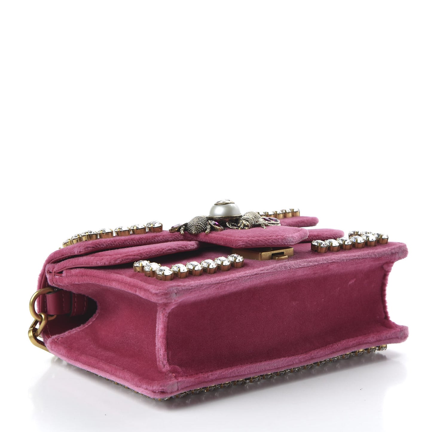 Velvet Crystal Mini Bee Broadway Shoulder Bag Light Raspberry Rose