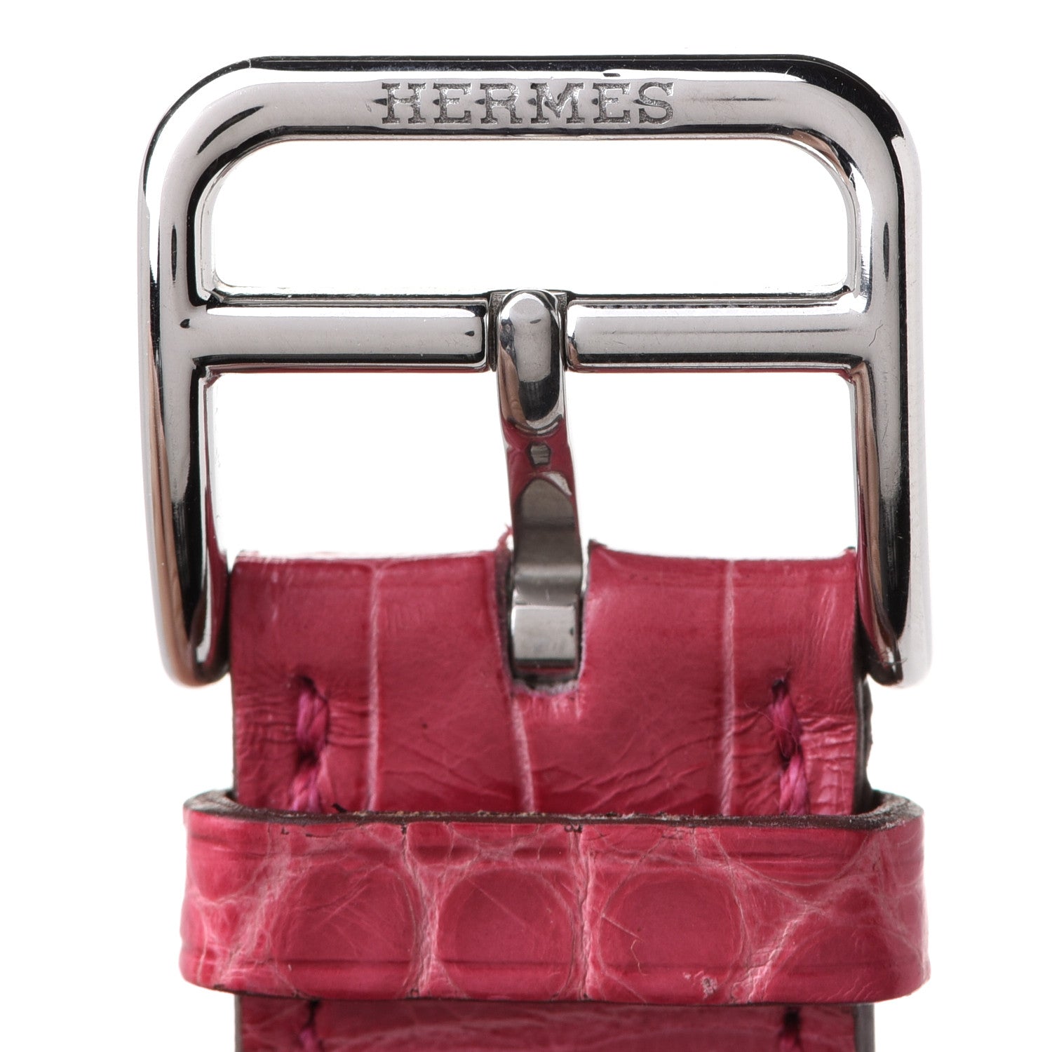 Hermes Alligator Heure H Hour Watch 30mm Strap Framboise 6 of 7