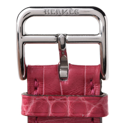 Hermes Alligator Heure H Hour Watch 30mm Strap Framboise 6 of 7
