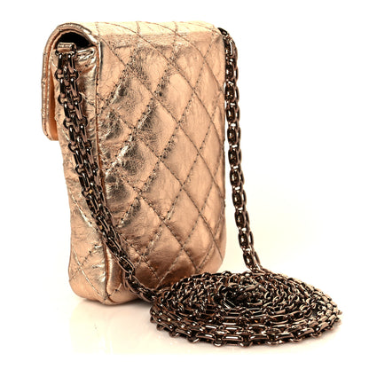 Chanel Metallic Aged Calfskin Quilted 2.55 Reissue Phone Case Rose Gold 3 of 10