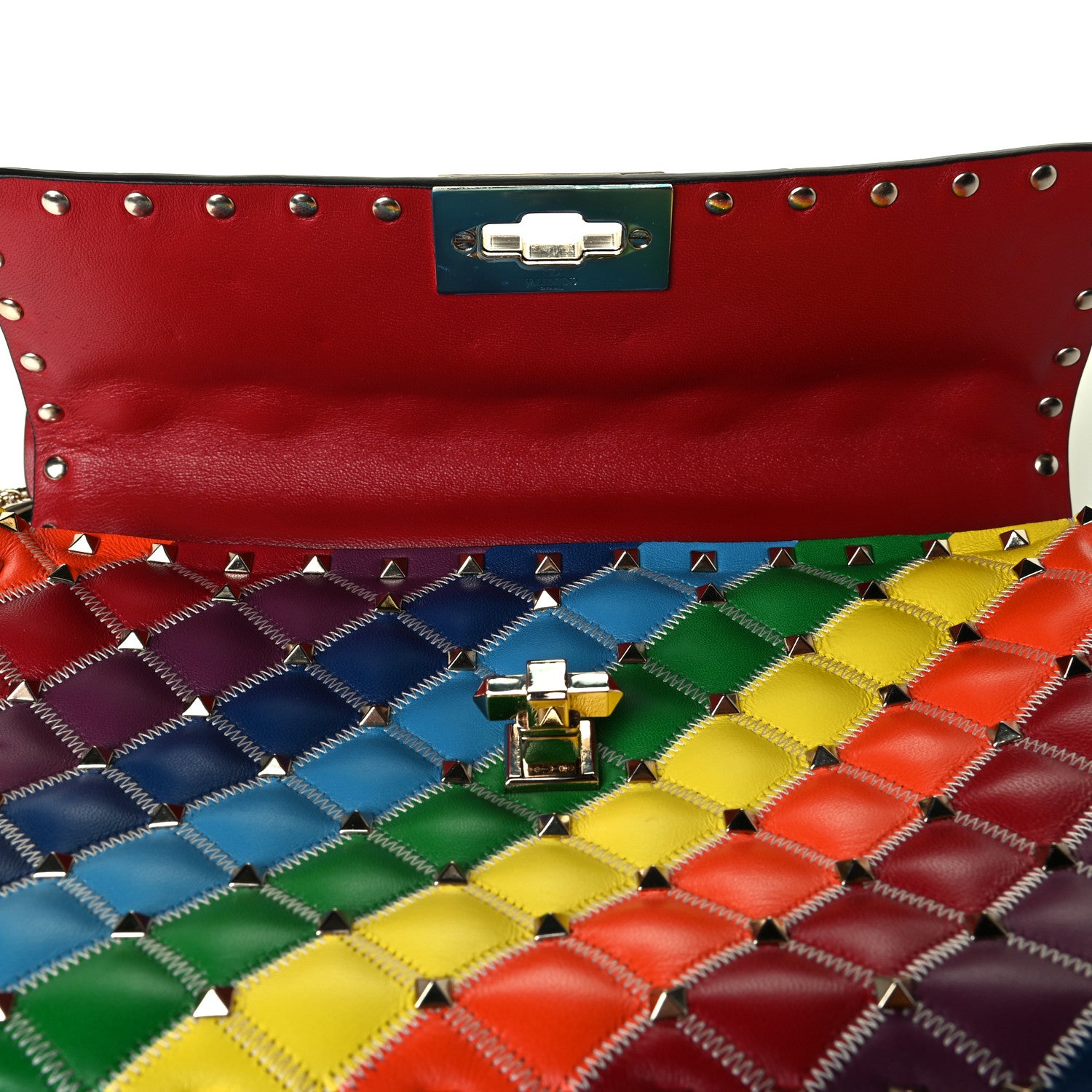 Valentino Garavani Lambskin Medium Rockstud Spike Shoulder Bag Rainbow 8 of 8