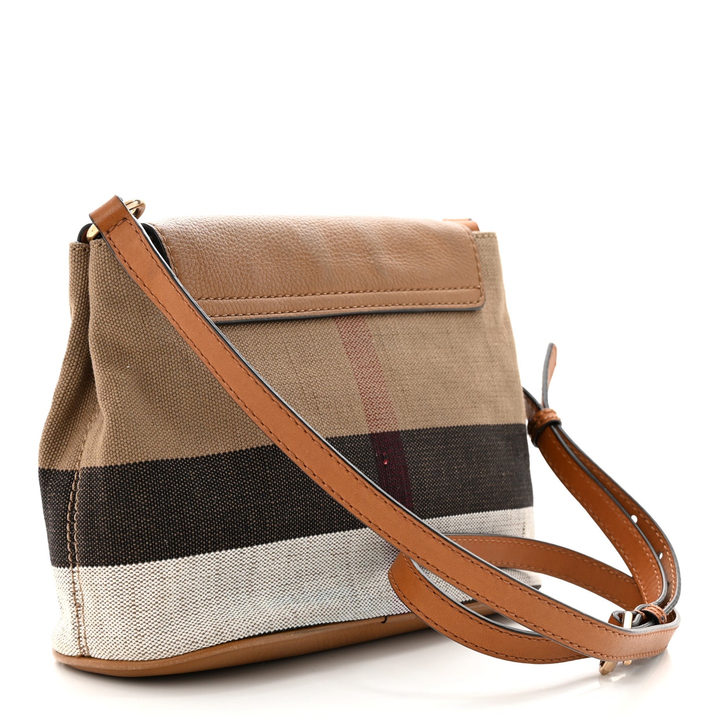 Mega Check Grainy Calfskin Small Gowan Messenger Bag Saddle Brown