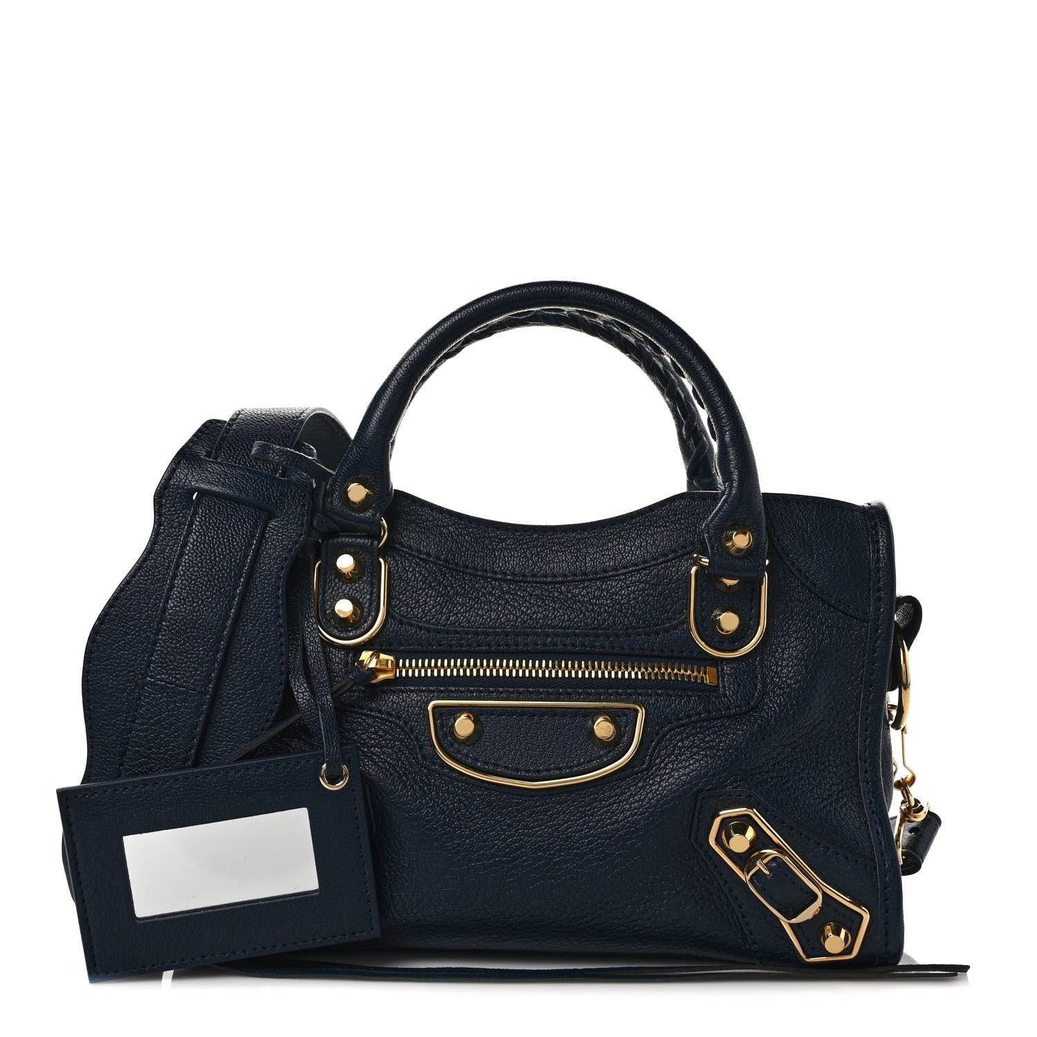 Balenciaga Shiny Goatskin Gold Metallic Edge Hardware Mini City Bleu de Minuit 1 of 9