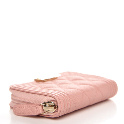 Chanel Caviar Quilted Boy Zip Around Coin Purse Wallet Light Pink 4 of 8