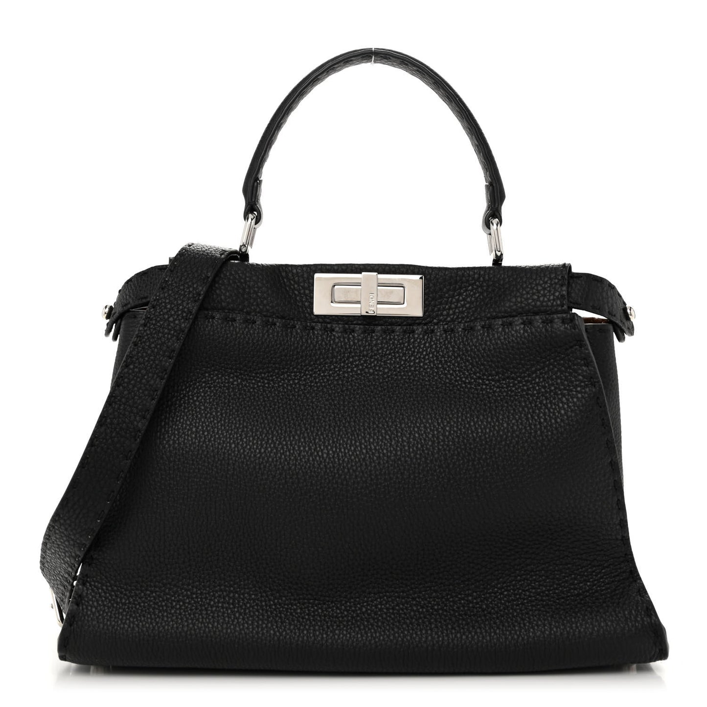 Cuoio Romano Selleria Bi-Color Medium Peekaboo Iconic Satchel Black Mou