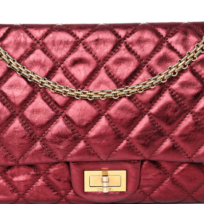 Chanel Metallic Aged Calfskin Quilted 2.55 Reissue 227 Flap Dark Red 8 of 12