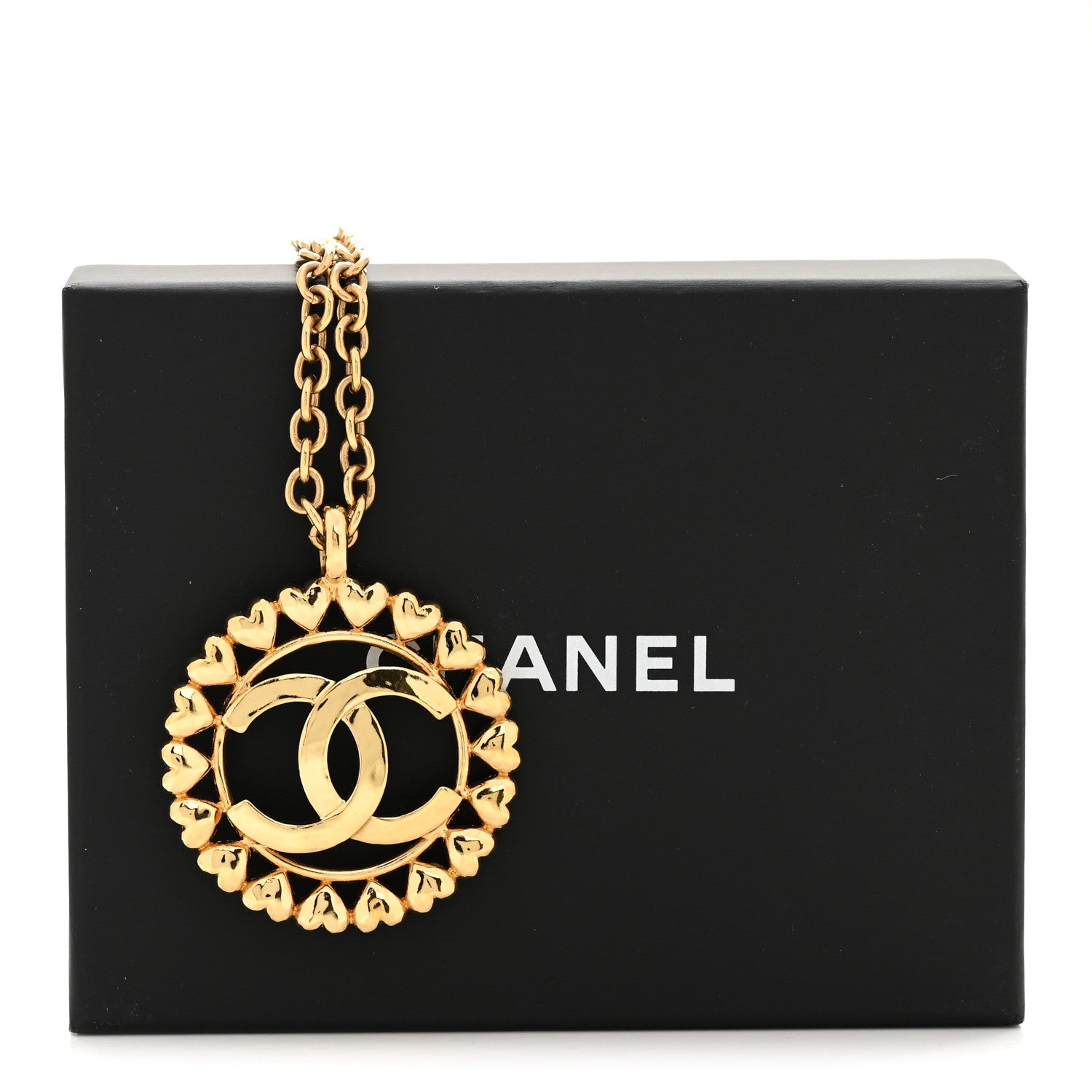 Chanel Metal CC Heart Medallion Chain Pendant Necklace Gold 6 of 6