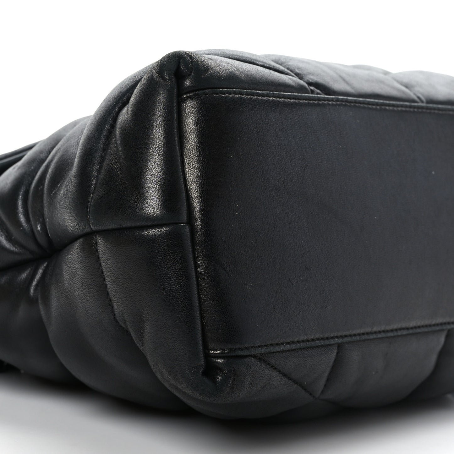 Lambskin Quilted Monogram Monochrome Medium Loulou Puffer Chain Satchel Black