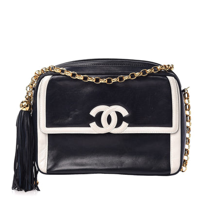 Chanel Lambskin Tassel Camera Case Navy White 1 of 18