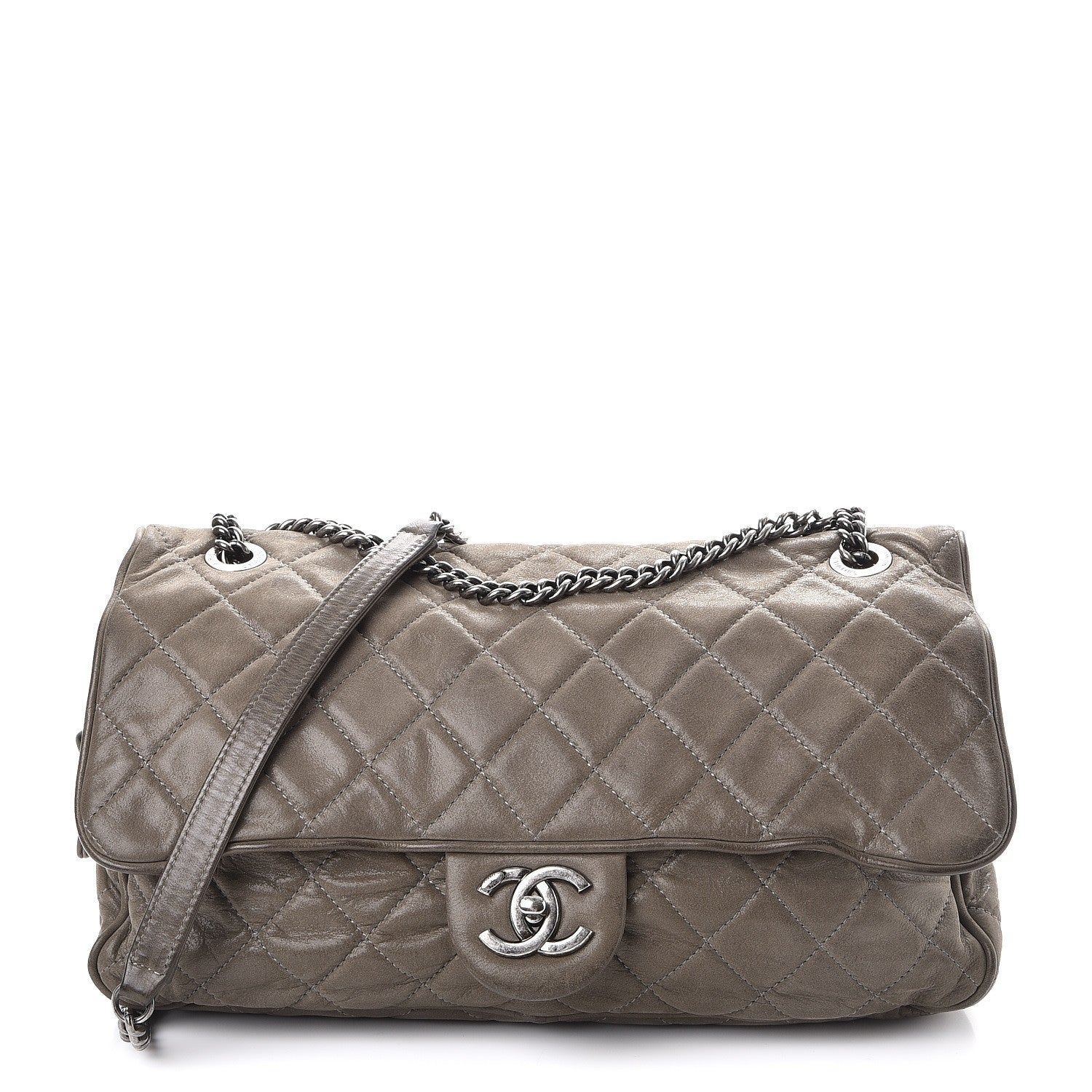 Chanel Iridescent Calfskin Quilted Large Shiva Flap Grey 1 of 13